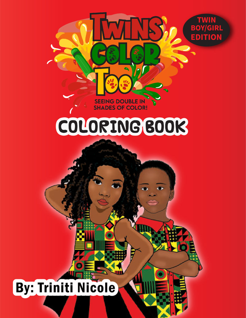 Twins Color Too Coloring Book Twin Boy/Girl Edition